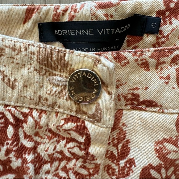 Adrienne Vittadini Cotton‎ Stretch Flare Floral Pants Women’s 6 Tan Rust EUC - Picture 4 of 11
